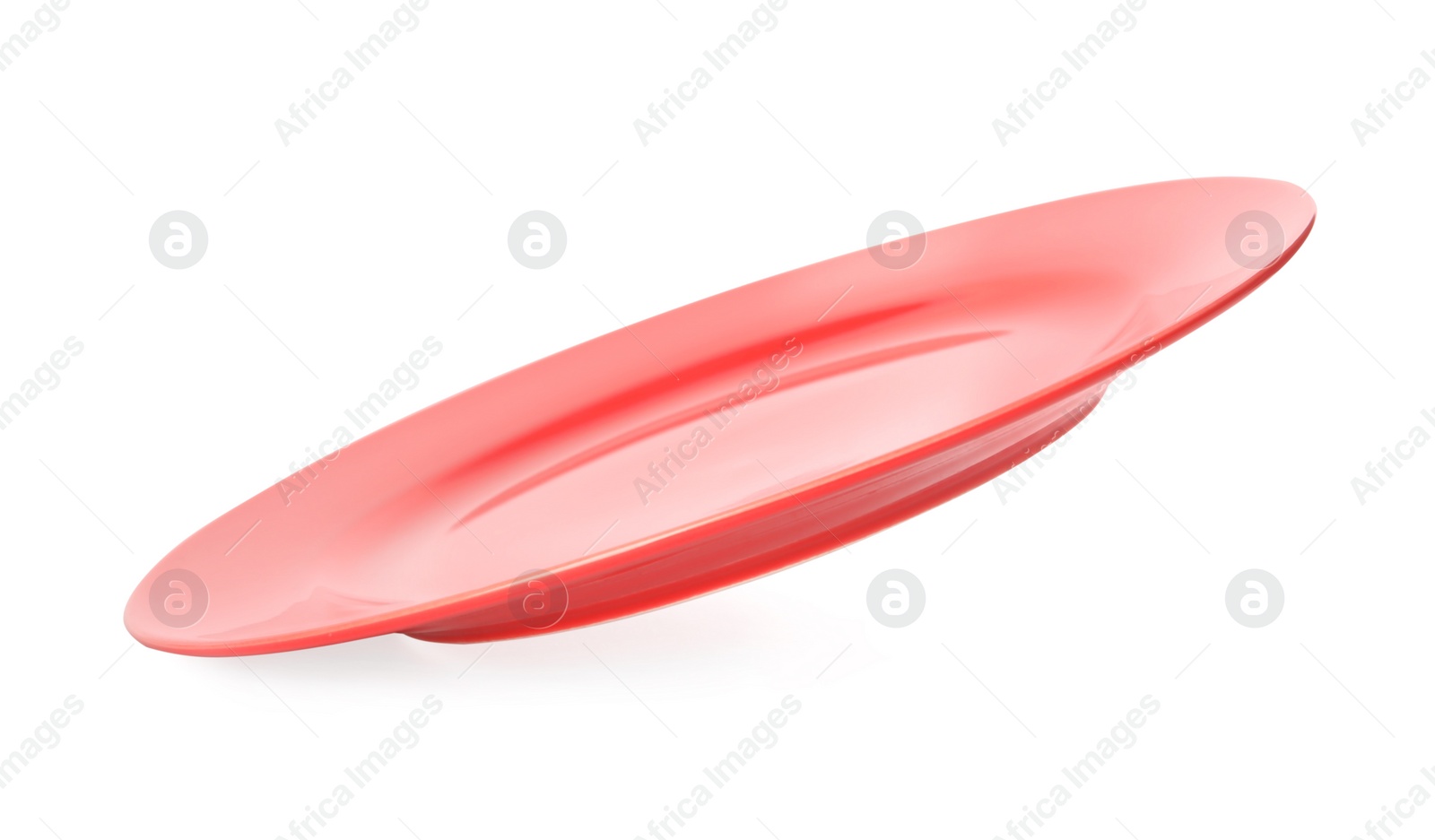 Photo of Clean empty red plate isolated on white