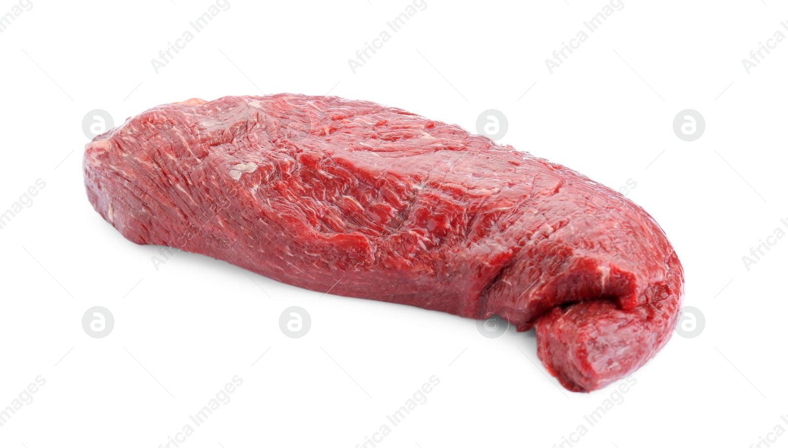 Photo of Piece of raw beef meat isolated on white