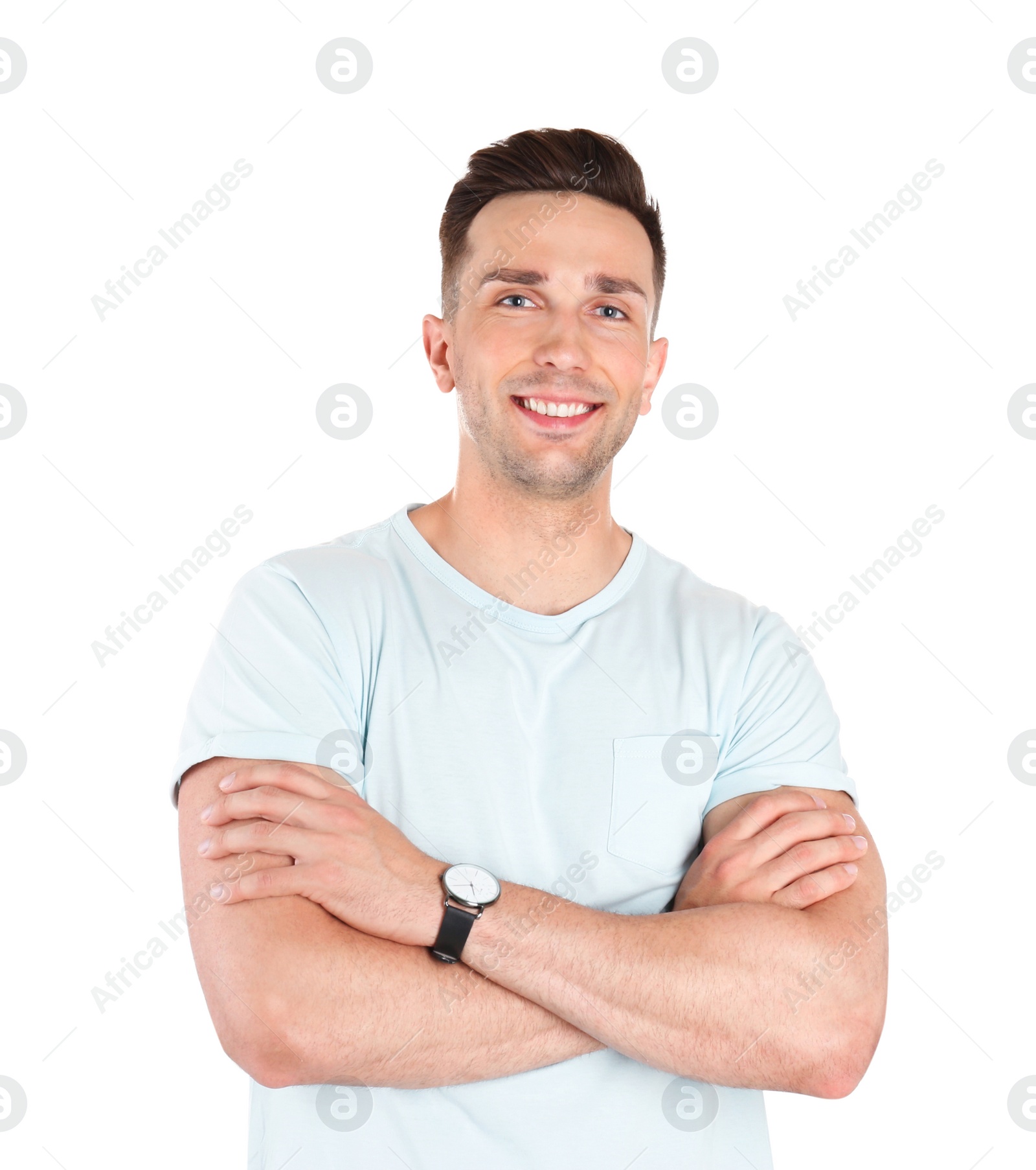 Photo of Portrait of handsome man isolated on white