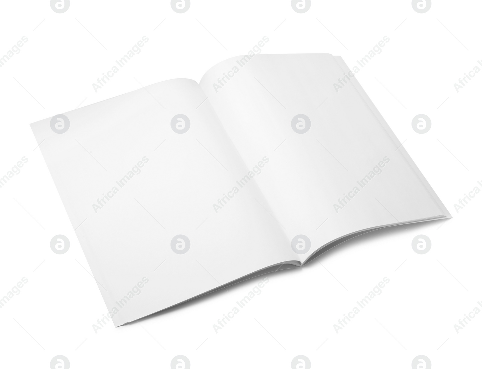 Photo of Mockup of open blank brochure on white background