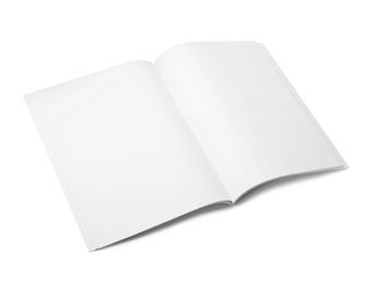 Photo of Mockup of open blank brochure on white background