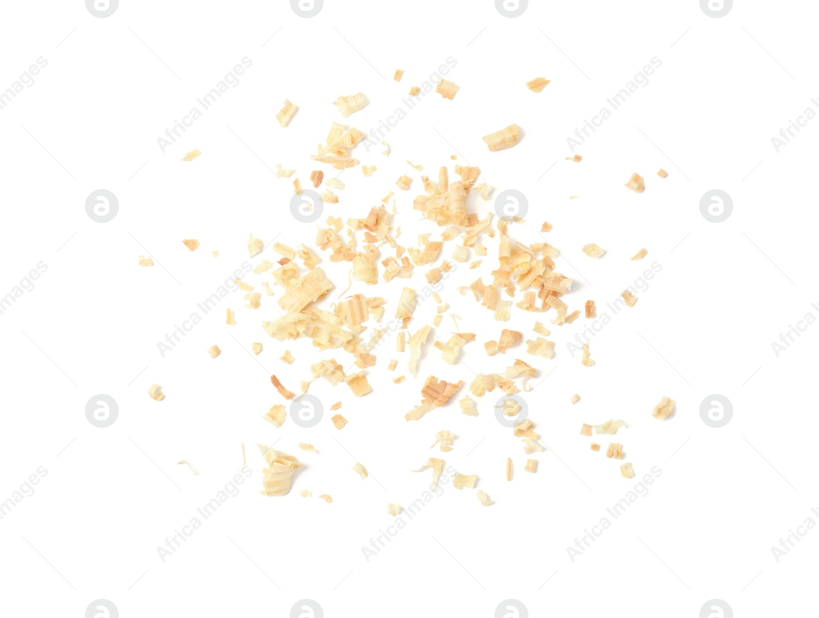 Photo of Natural sawdust isolated on white, top view