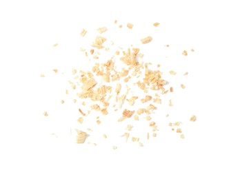 Natural sawdust isolated on white, top view