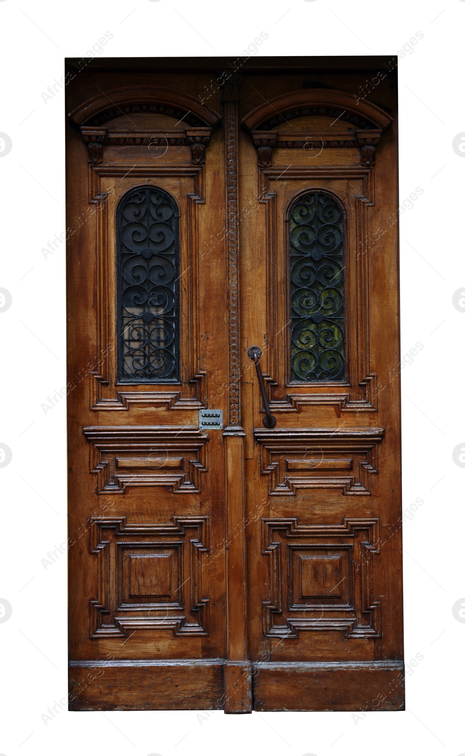 Image of Beautiful old-fashioned wooden door isolated on white