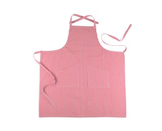 Striped apron isolated on white, top view