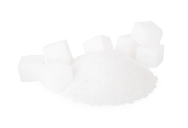 Photo of Different types of sugar isolated on white