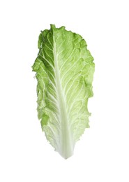 Photo of Fresh leaf of green romaine lettuce isolated on white