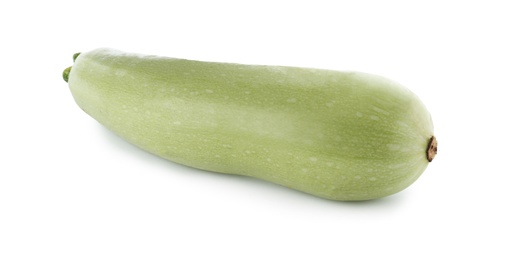 Fresh ripe zucchini squash on white background