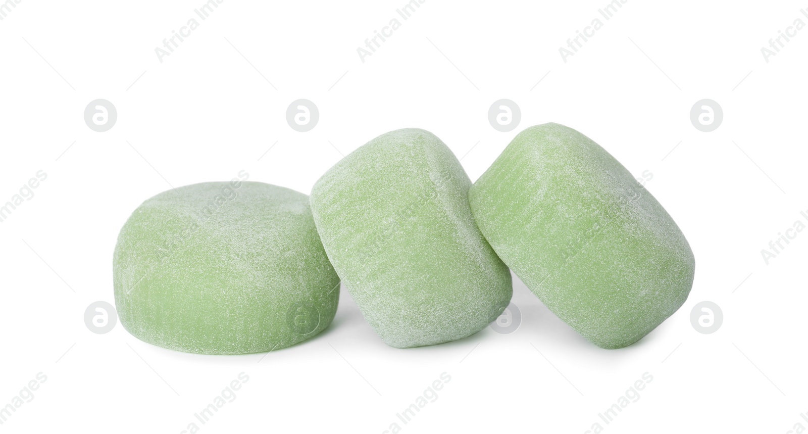 Photo of Delicious mochi on white background. Traditional Japanese dessert