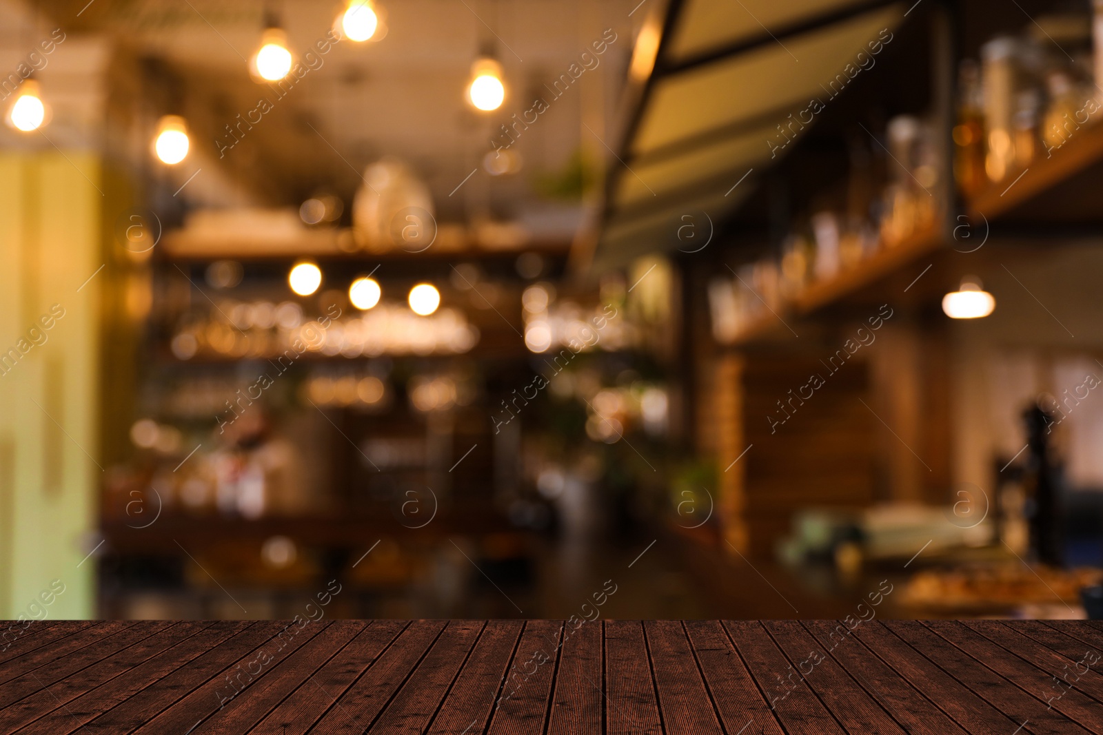 Image of Empty wooden surface in cafe. Space for design