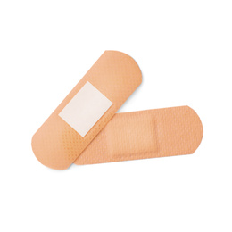 Photo of Medical sticking plasters isolated on white. First aid item
