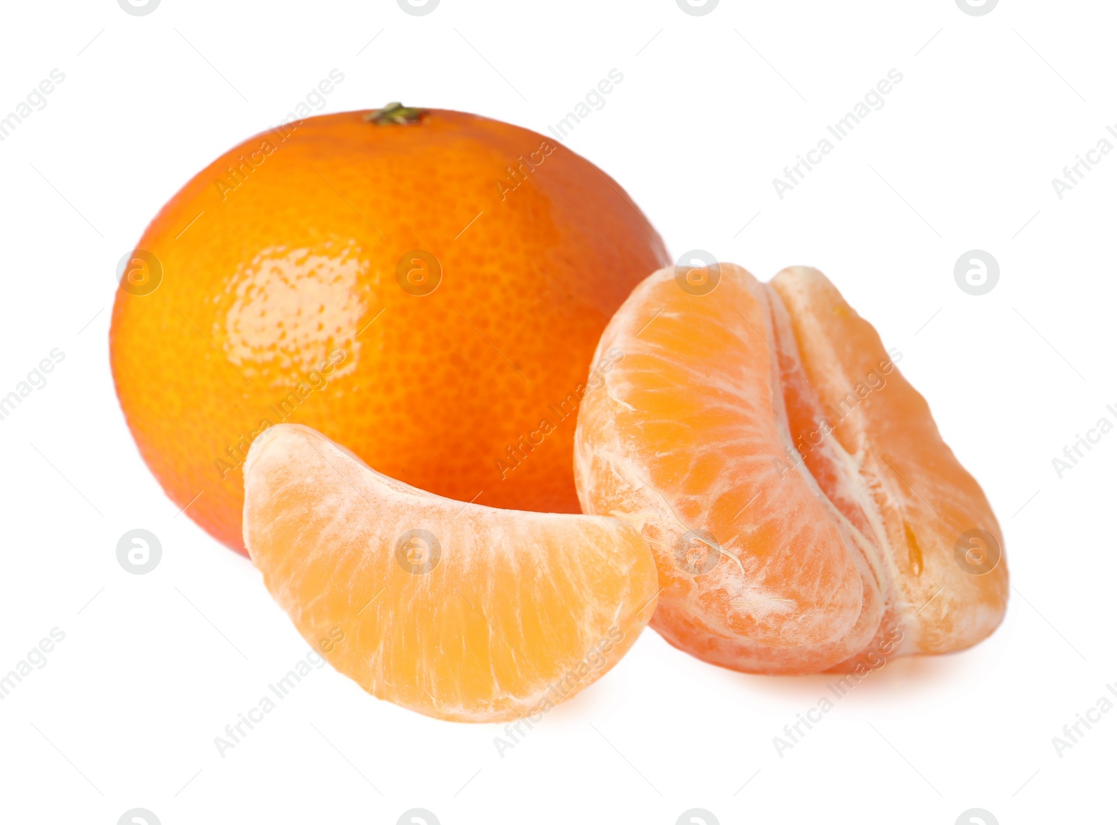 Photo of Fresh ripe juicy tangerines isolated on white