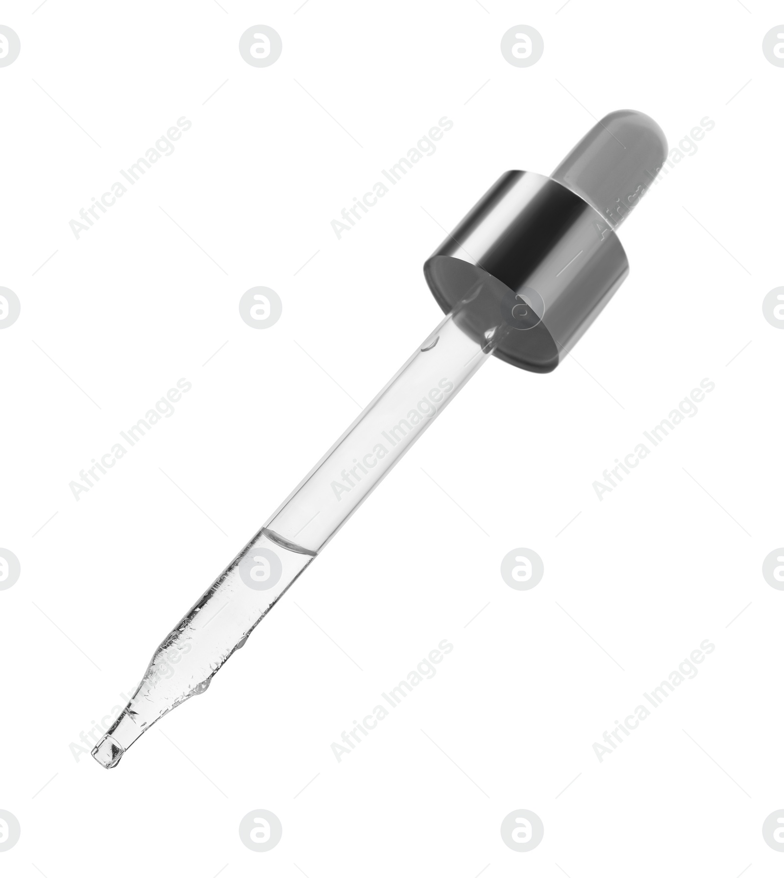 Photo of Pipette with face serum isolated on white