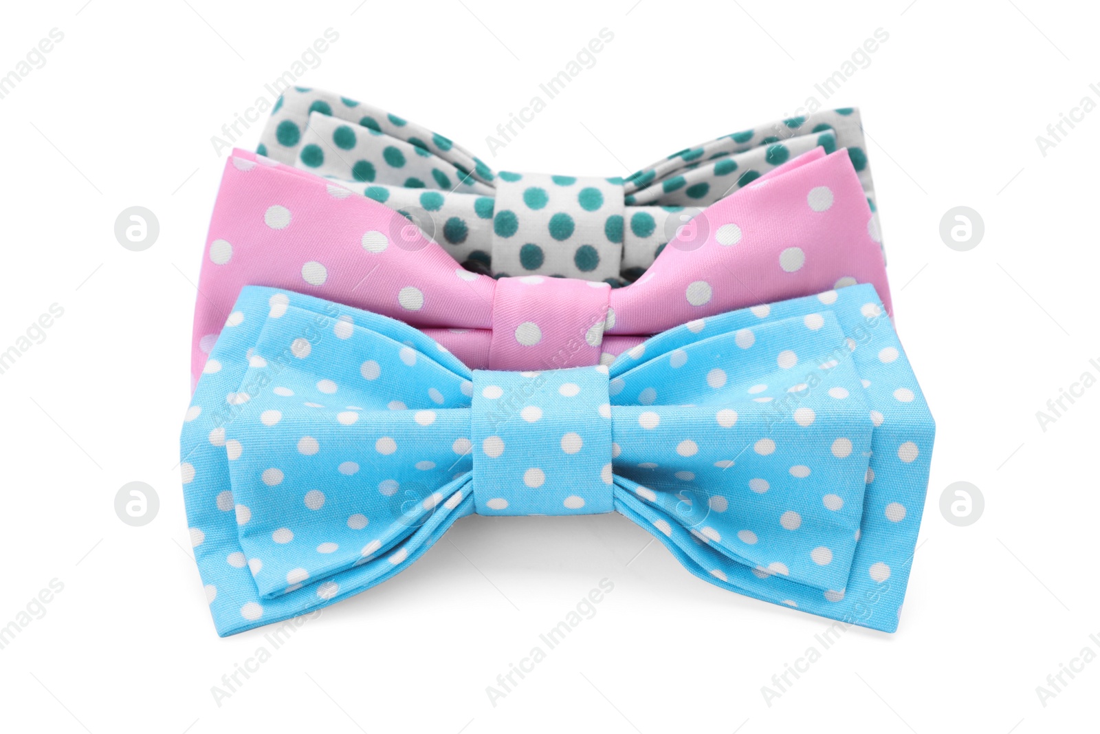 Photo of Different stylish bow ties on white background