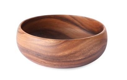 Photo of Empty clean wooden bowl isolated on white