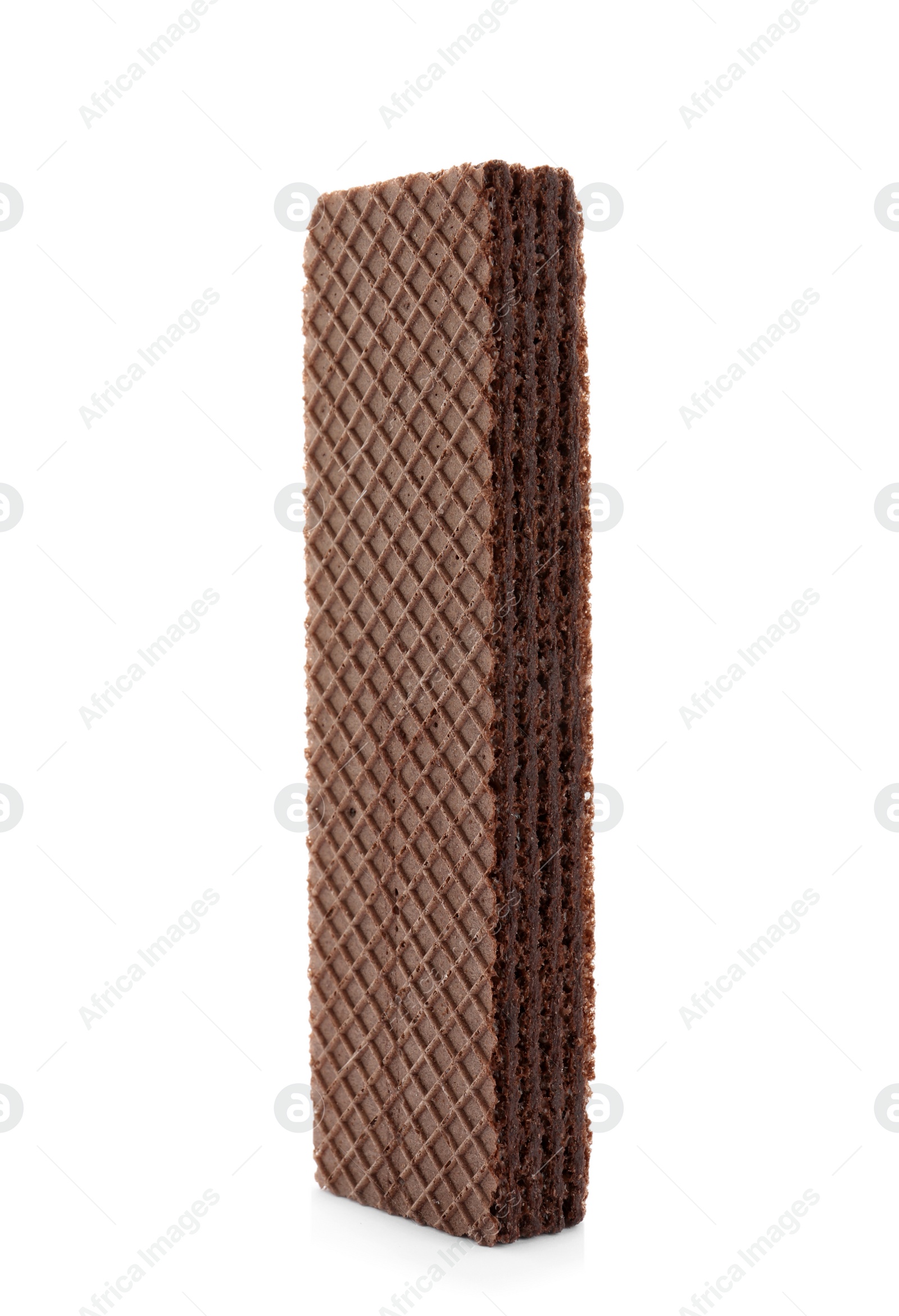 Photo of Delicious crispy wafer on white background. Sweet food