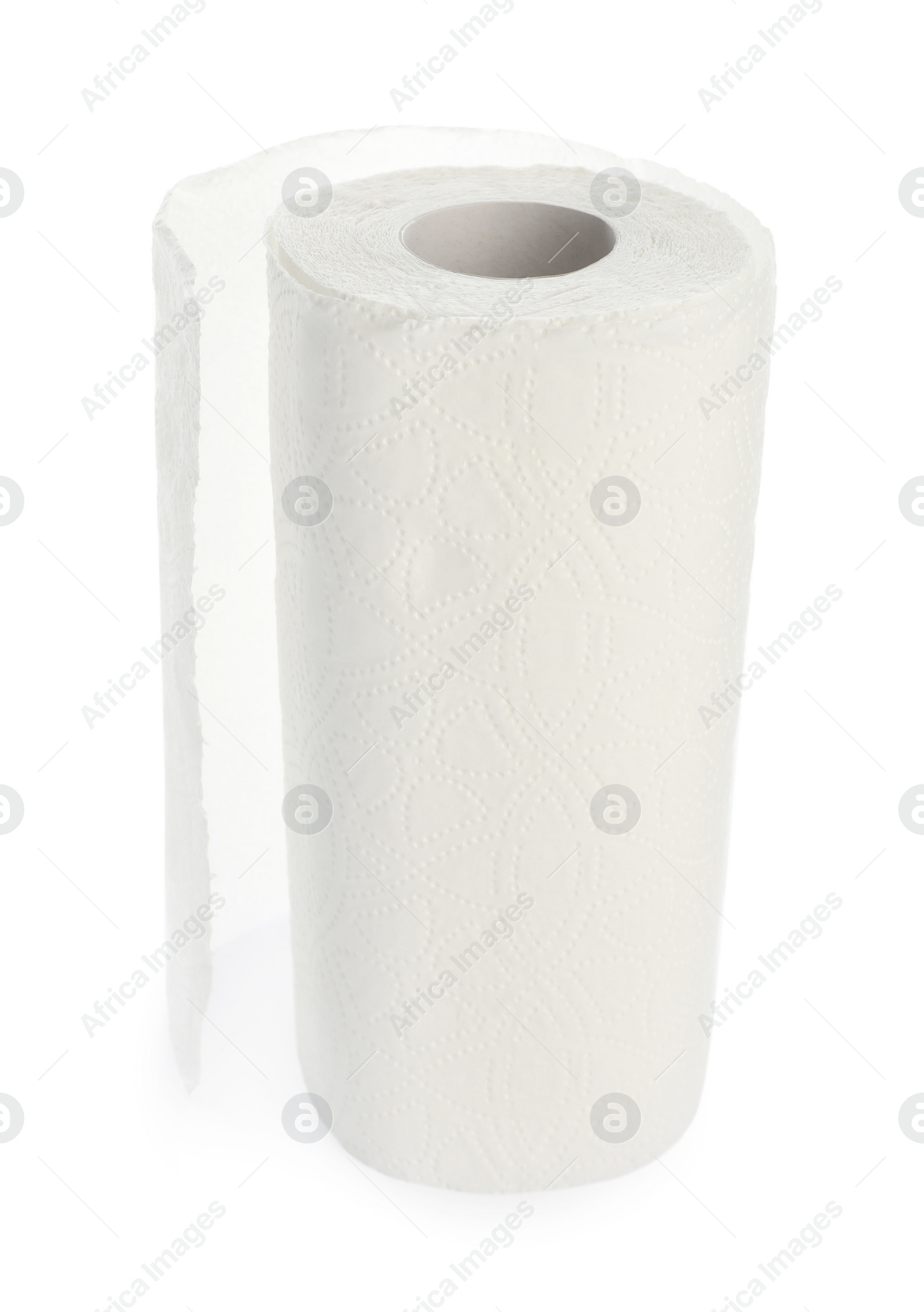 Photo of Roll of paper towels isolated on white