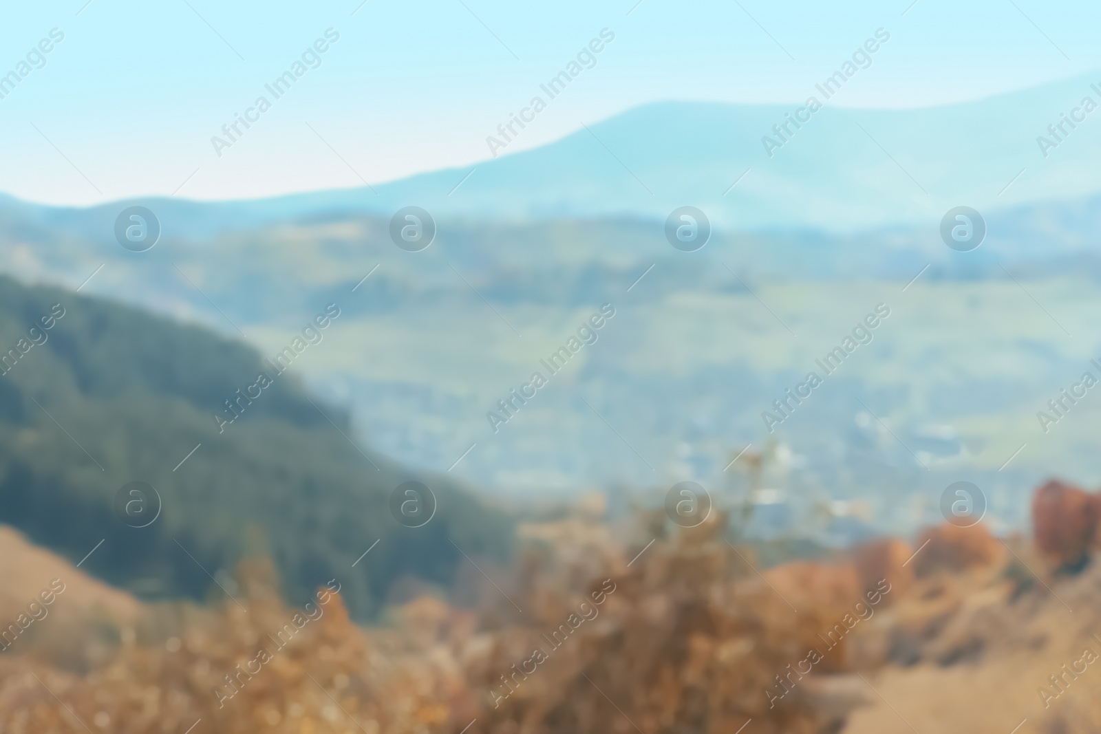 Photo of Beautiful landscape with mountain slopes, blurred view