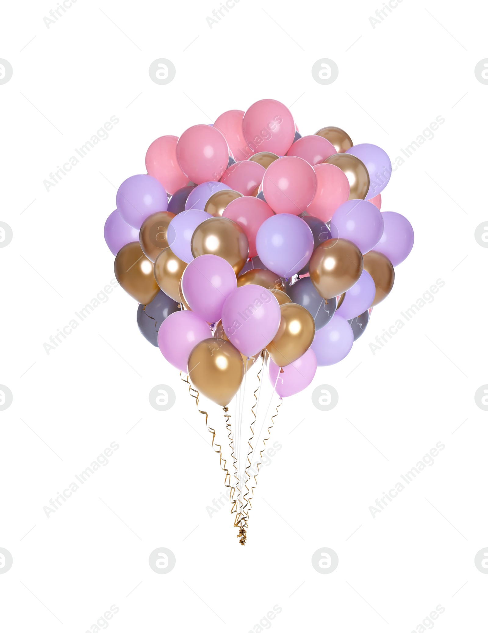 Image of Big bunch of colorful balloons on white background