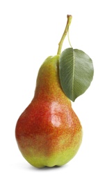 Whole ripe pear on white background