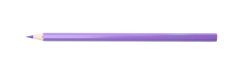 Photo of New purple wooden pencil isolated on white