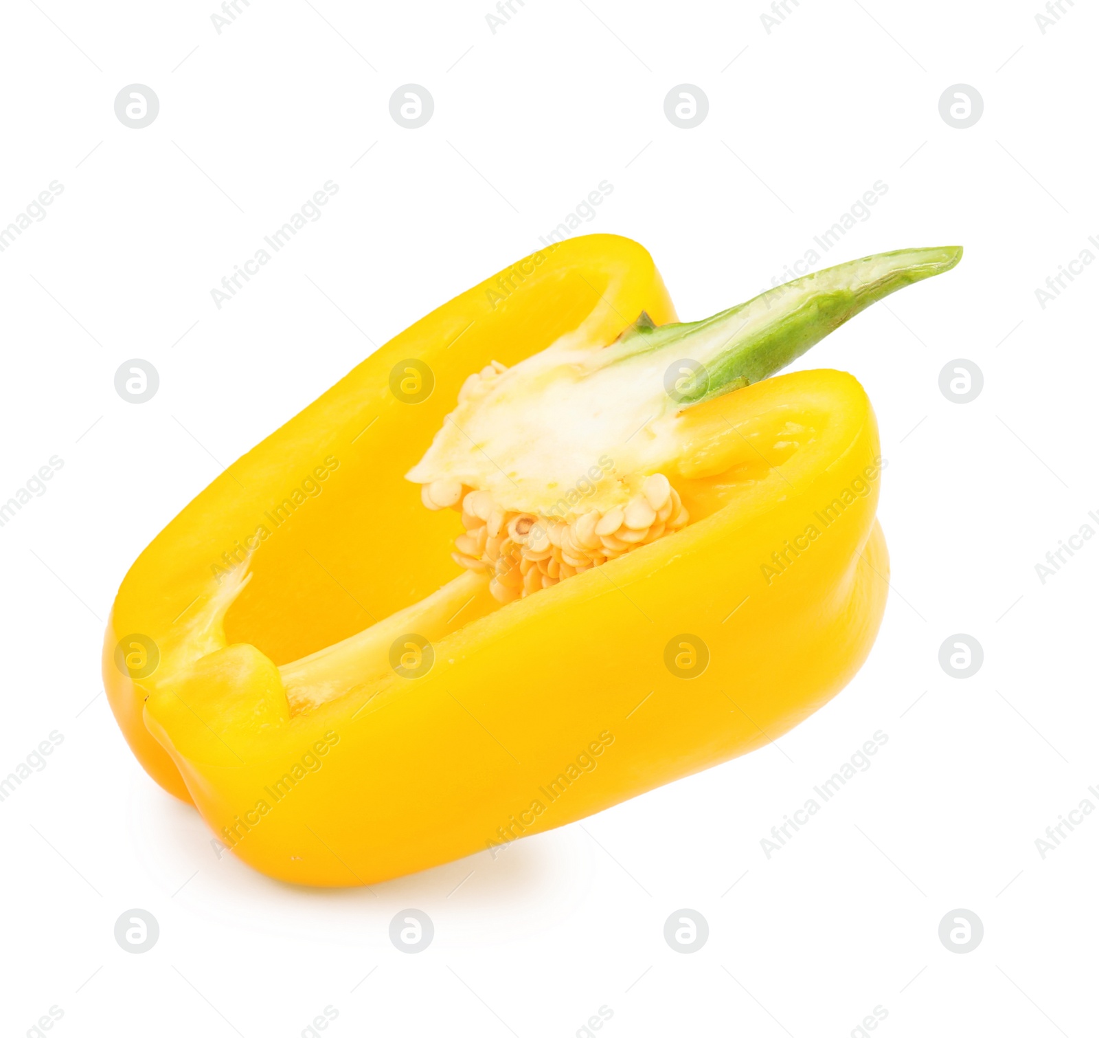 Photo of Half of yellow bell pepper isolated on white