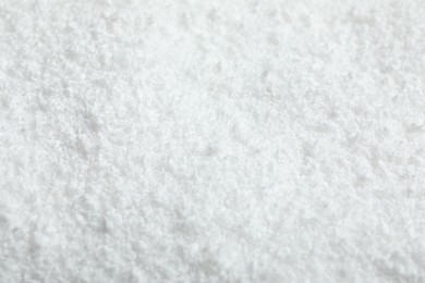 Photo of Pile of white snow as background, closeup view