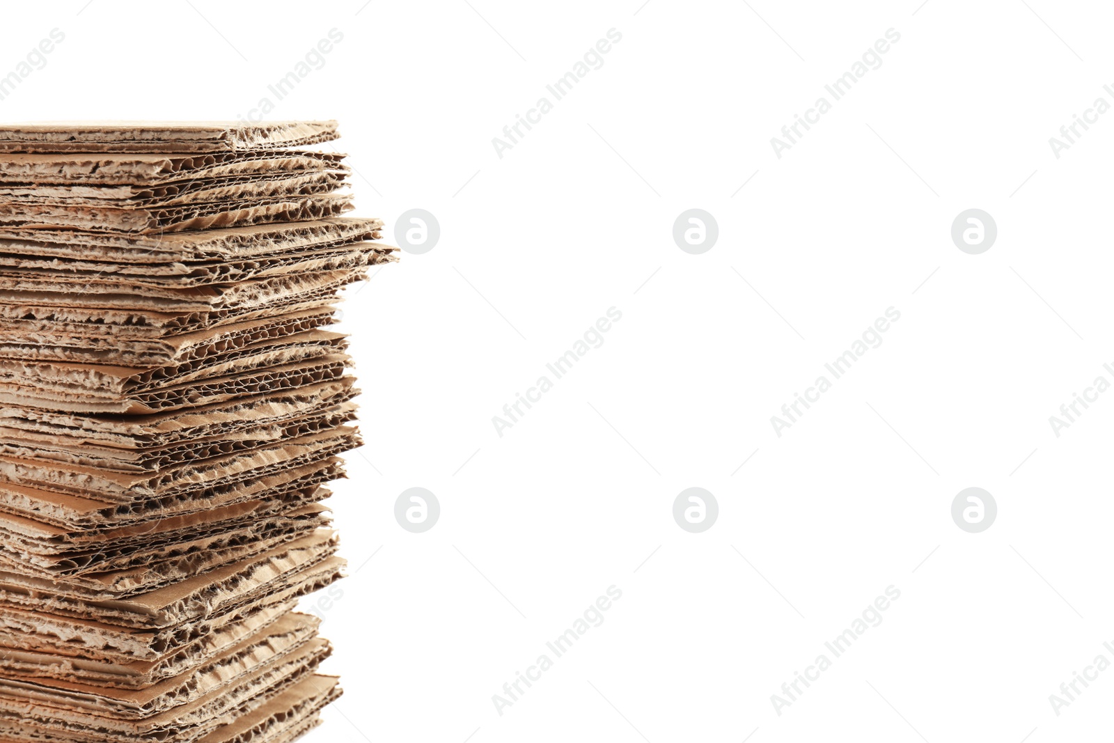 Photo of Stack of cardboard on white background. Recyclable material