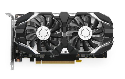 Computer graphics card isolated on white, top view