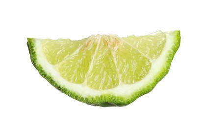 Photo of Slice of fresh ripe bergamot fruit isolated on white