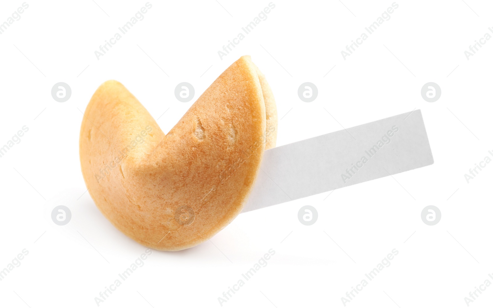 Photo of Traditional fortune cookie with prediction on white background