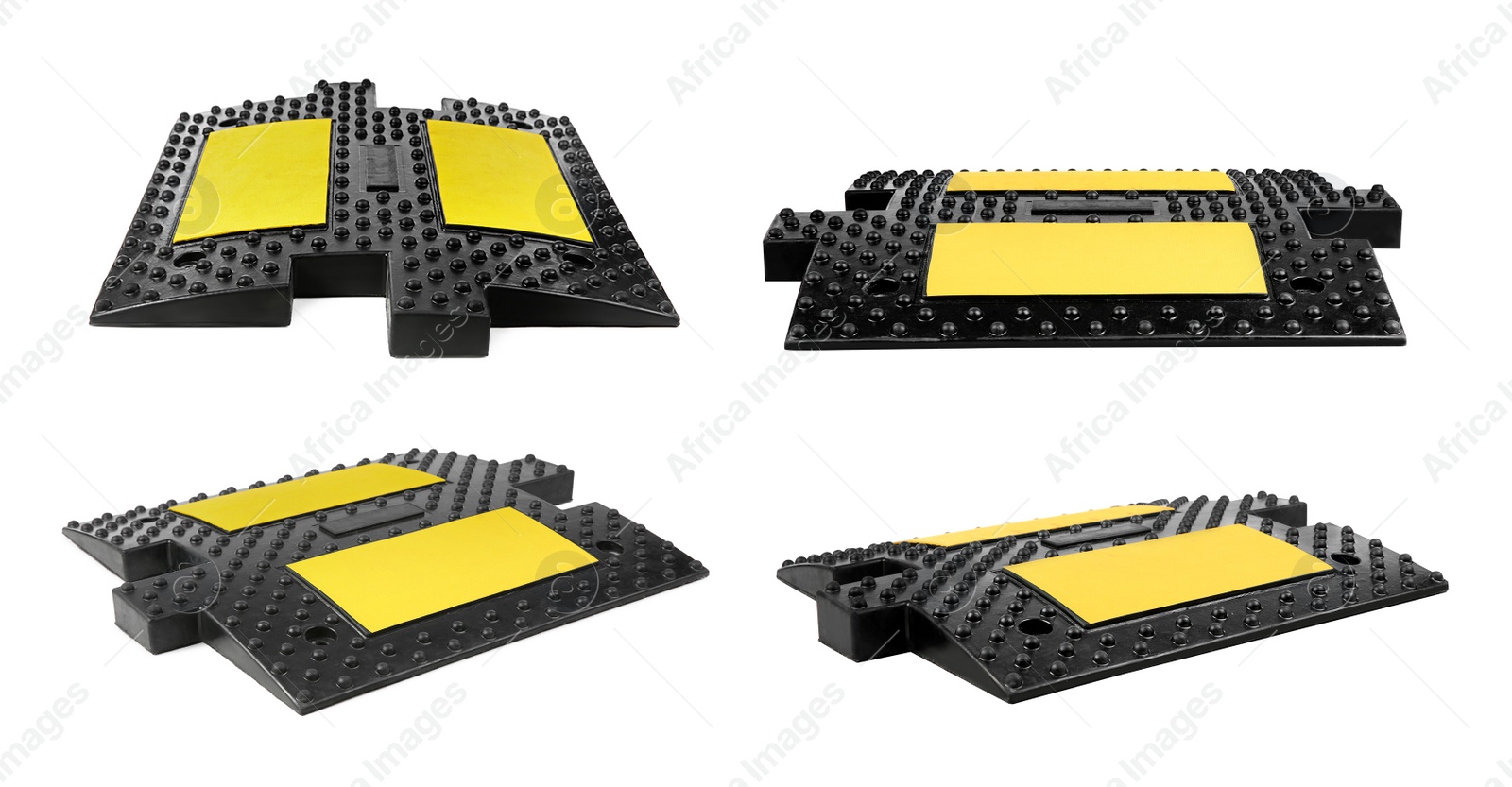 Image of Parts of speed bump on white background, collage