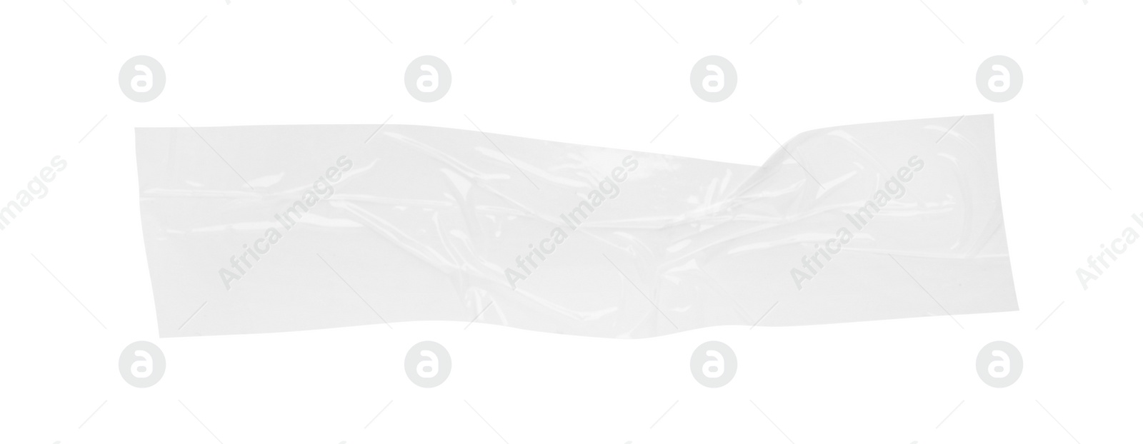 Photo of Piece of transparent adhesive tape isolated on white, top view