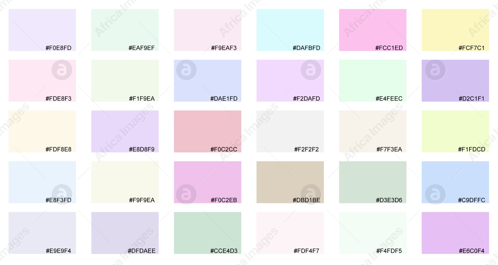 Image of Collection of different color samples on white background, illustration