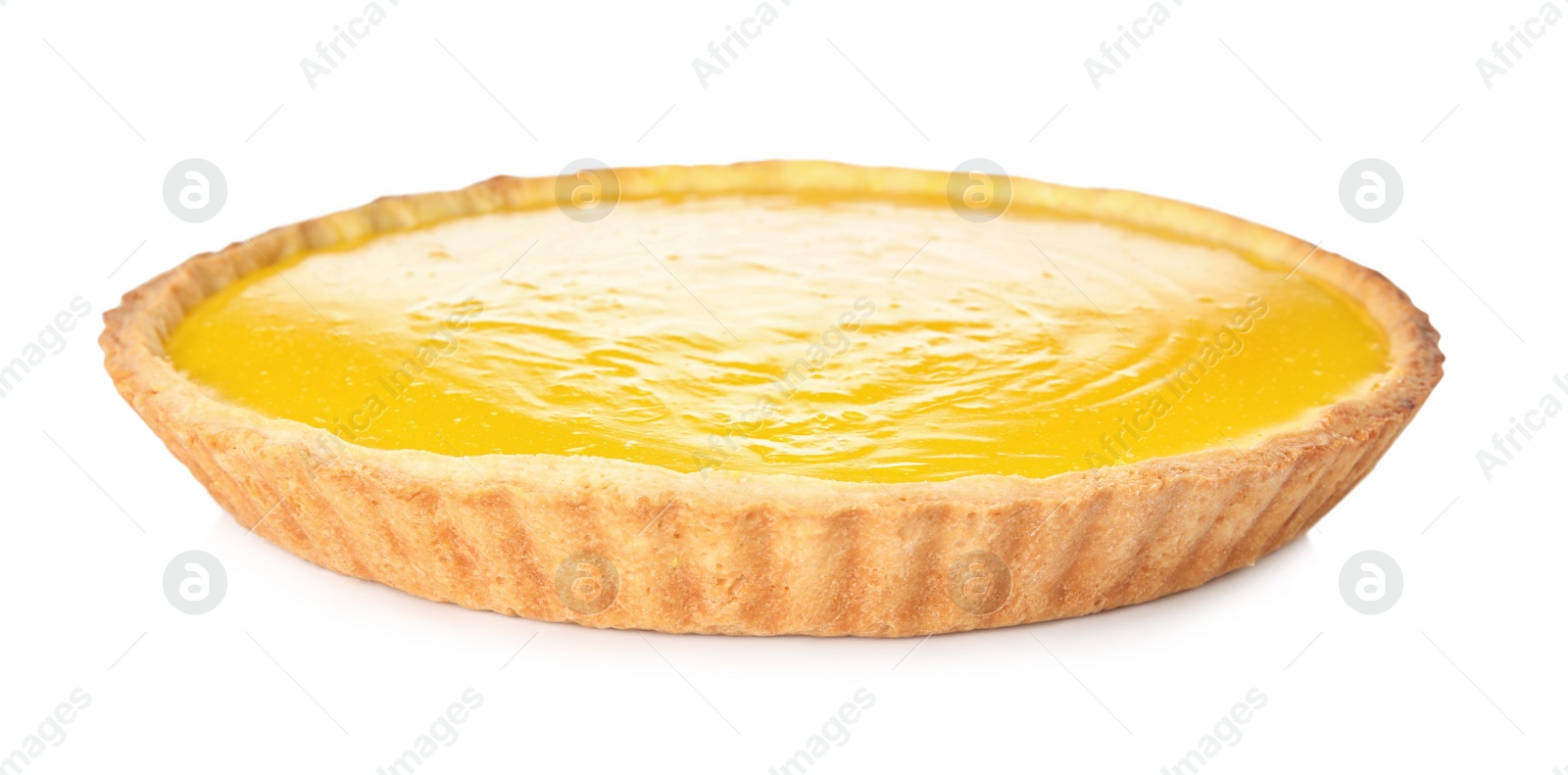 Photo of Delicious homemade lemon pie isolated on white