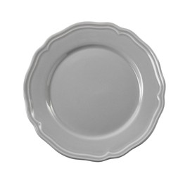 One grey ceramic plate isolated on white, top view