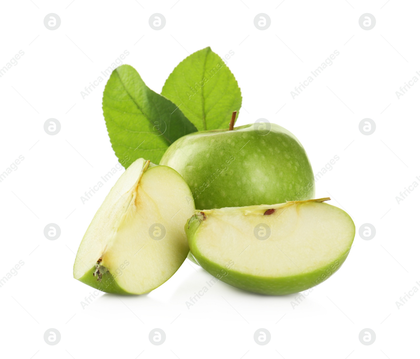 Photo of Fresh juicy green apples isolated on white