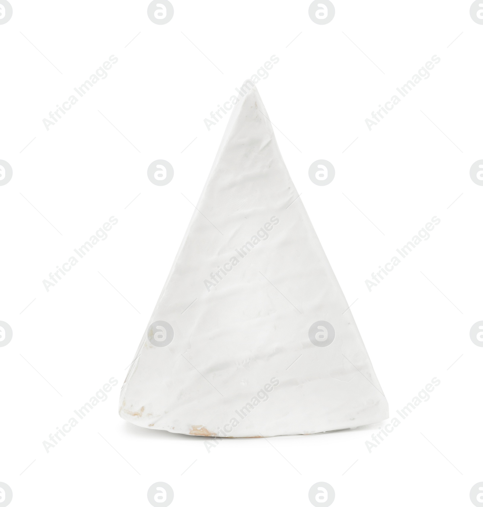 Photo of Piece of tasty brie cheese isolated on white