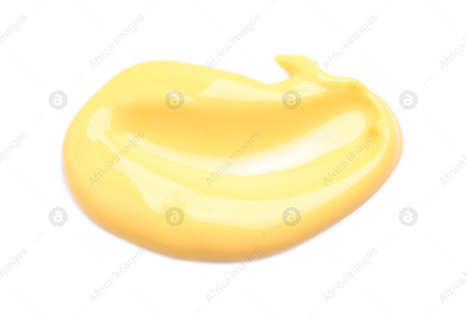 Photo of Delicious melted cheese isolated on white, top view