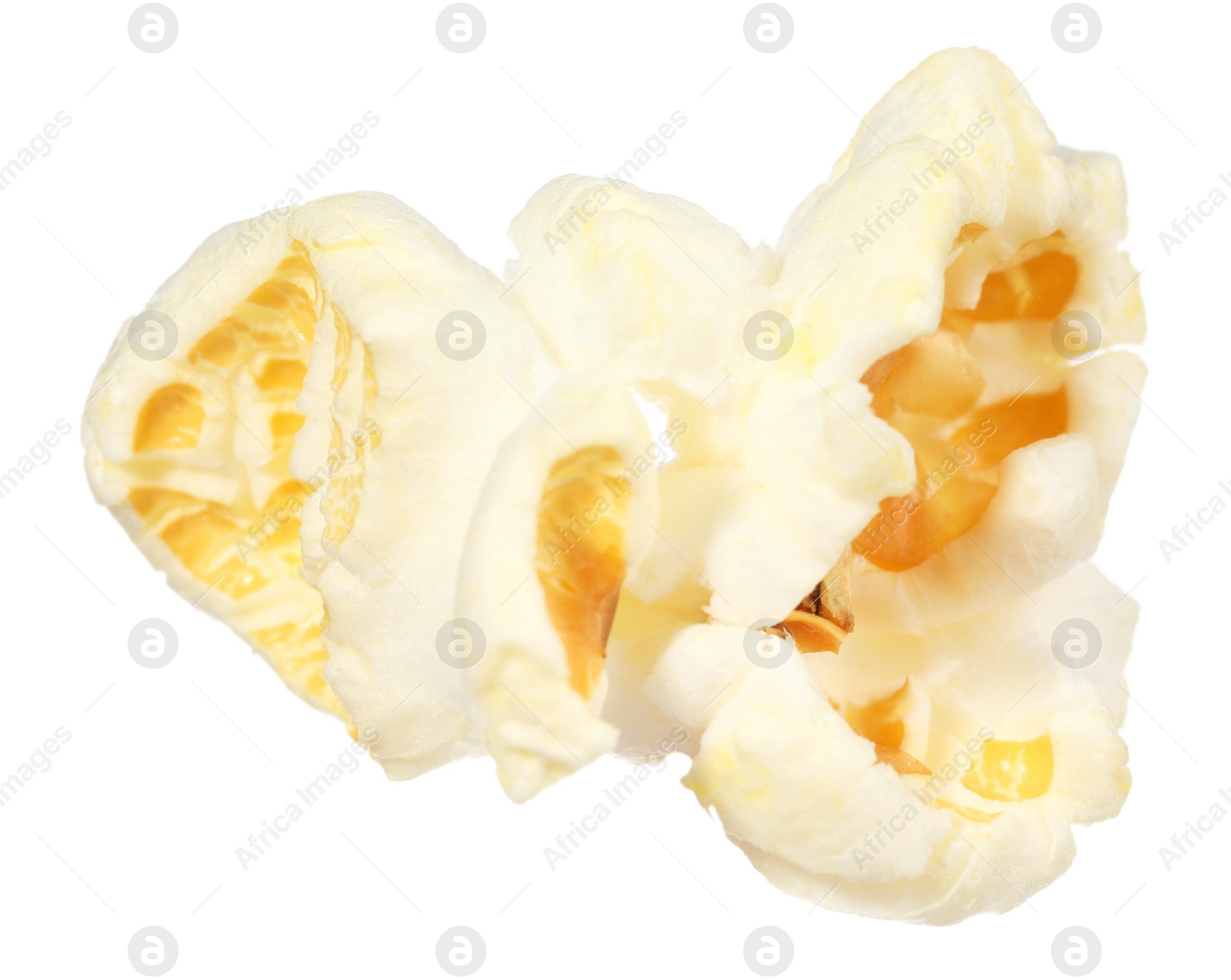 Photo of Kernel of tasty fresh popcorn isolated on white