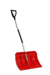 Photo of Red snow cleaning shovel isolated on white