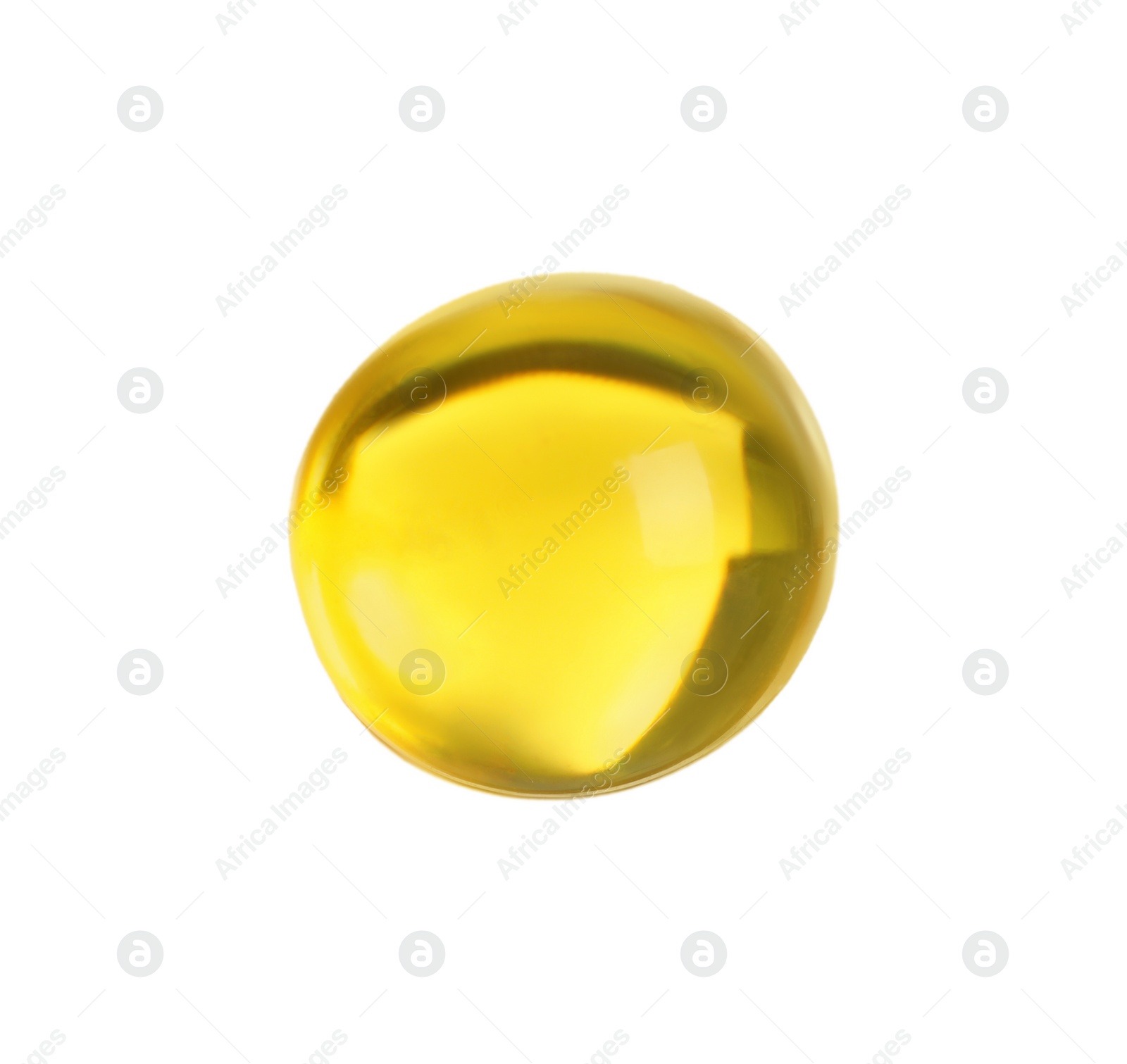 Photo of One yellow pill isolated on white. Medicinal treatment