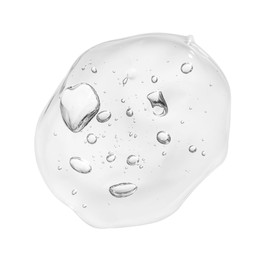 Photo of Sample of clear facial gel on white background, top view