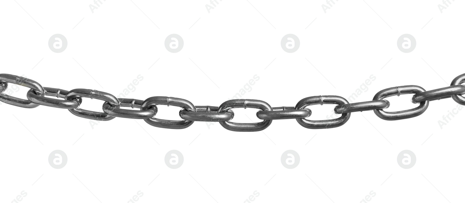 Photo of One common metal chain isolated on white
