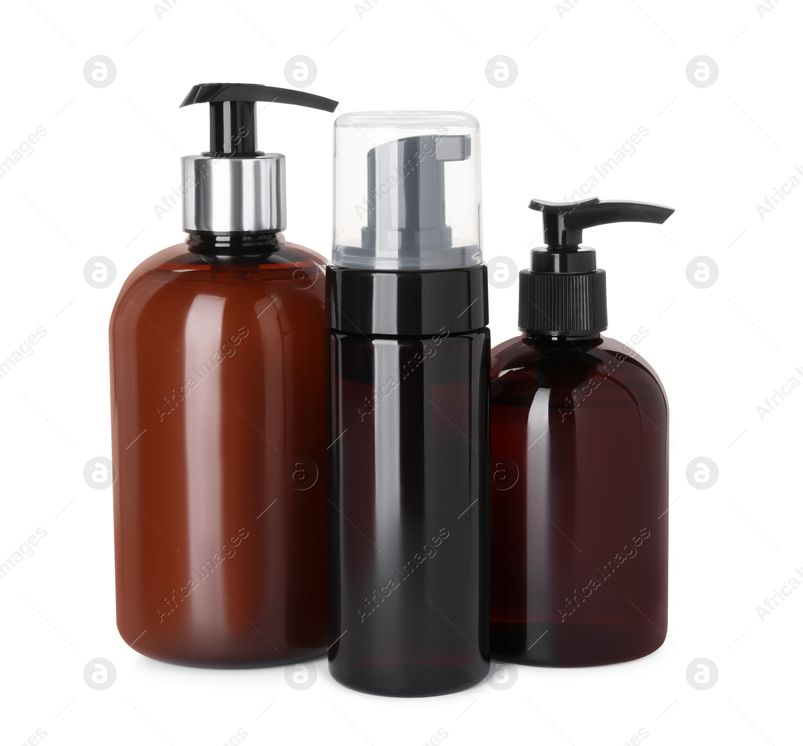 Photo of Different face cleansing products isolated on white