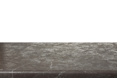 Photo of Empty stone surface against white background. Mockup for design