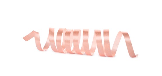 Photo of Pink serpentine streamer isolated on white. Party element