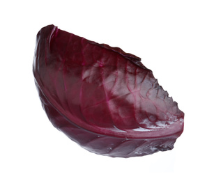 Photo of Leaf of red cabbage isolated on white