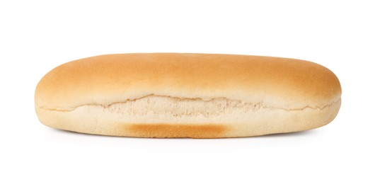 Photo of One fresh hot dog bun isolated on white