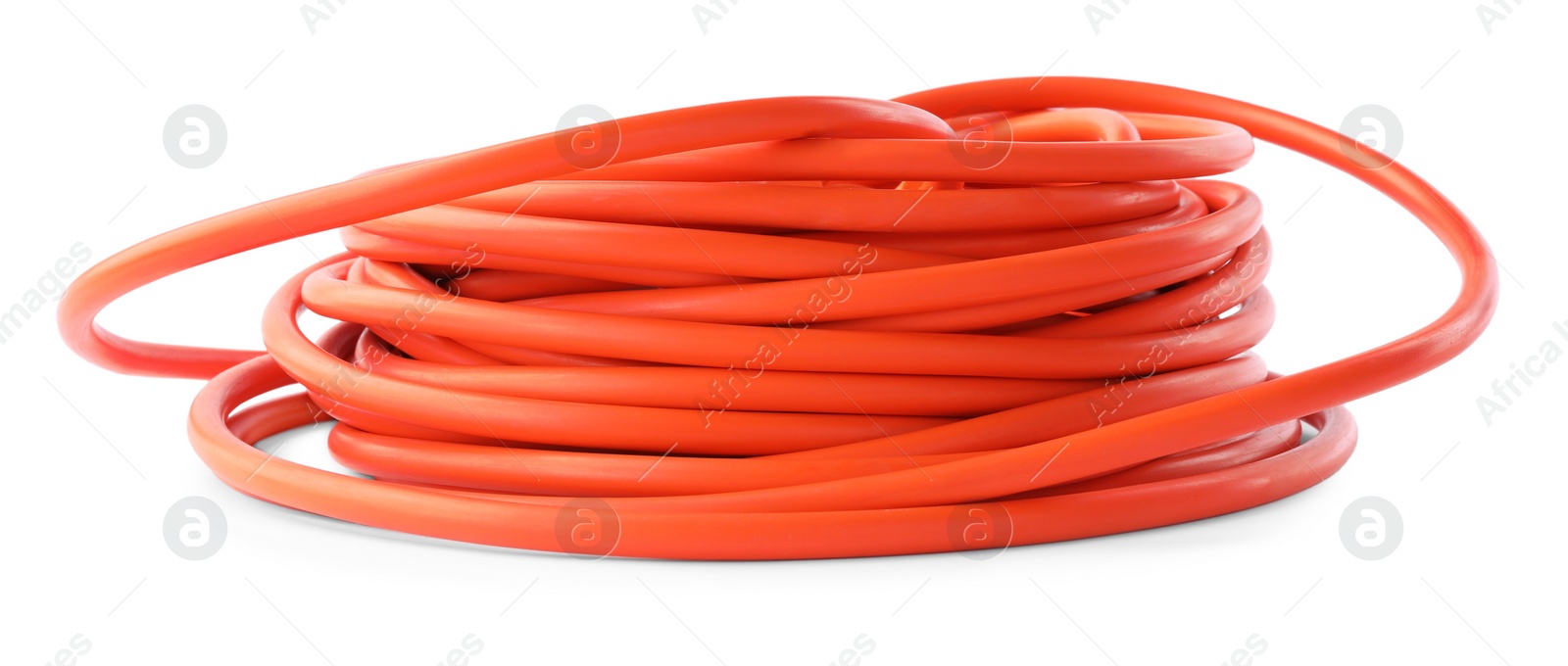 Photo of Extension cord on white background. Electrician's equipment